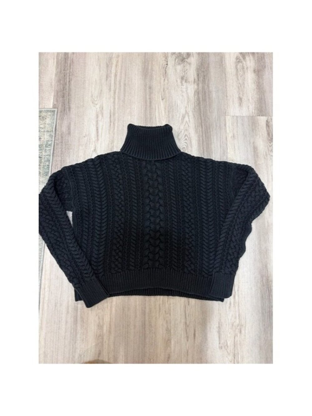 LAUREN RALPH LAUREN Black Cable Knit Turtleneck Sweater WOMEN SIZE MEDIUM